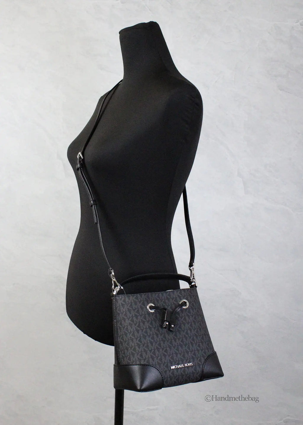Michael Kors Mercer Small Black PVC Bucket Crossbody Bag