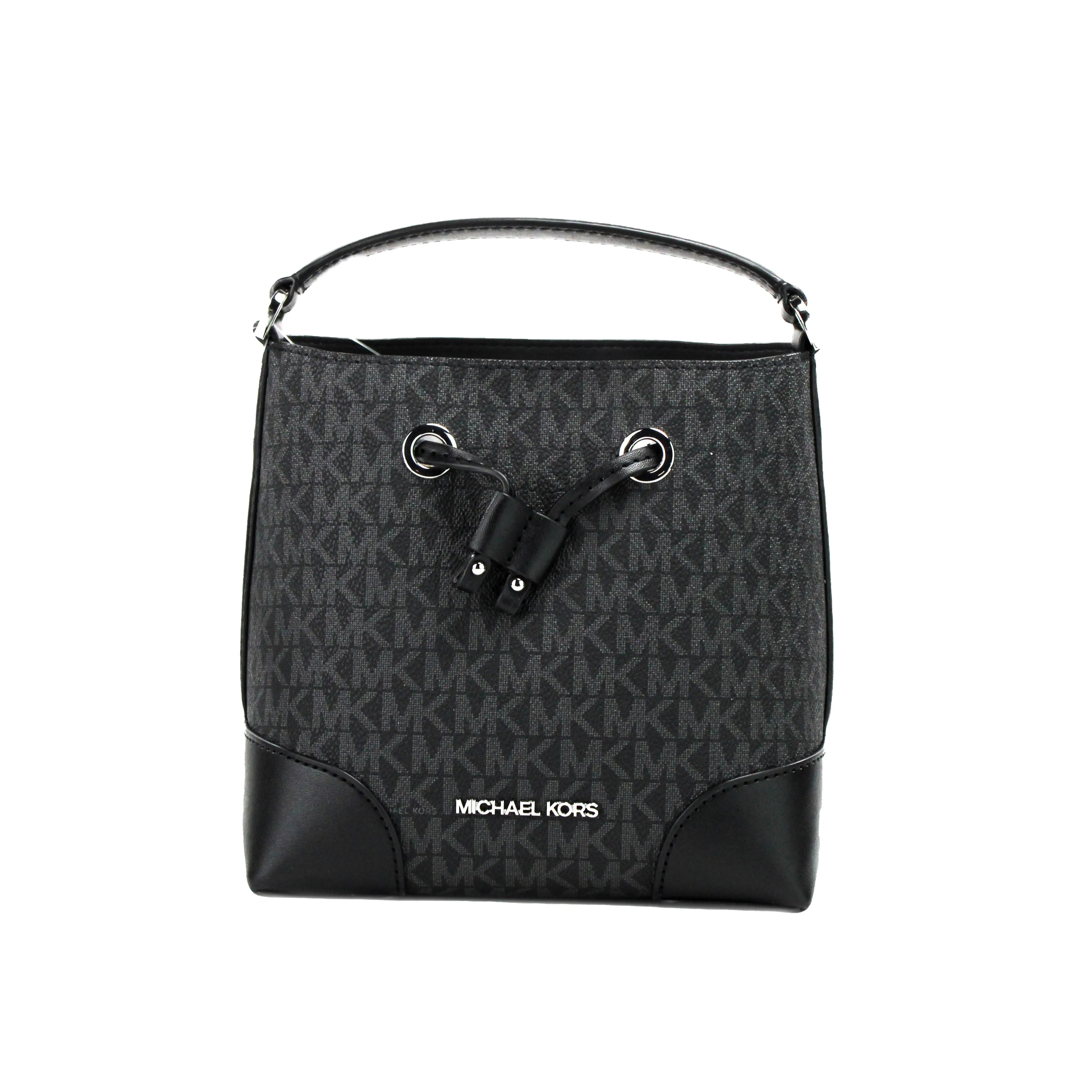 Michael Kors Mercer Small Black PVC Bucket Crossbody Bag